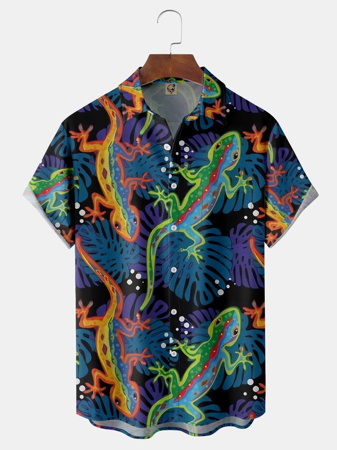 Plant Chest Pocket Short Sleeve Hawaiian Shirt