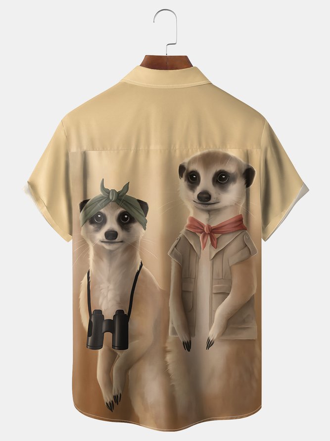 Meerkats Chest Pocket Short Sleeve Casual Shirt