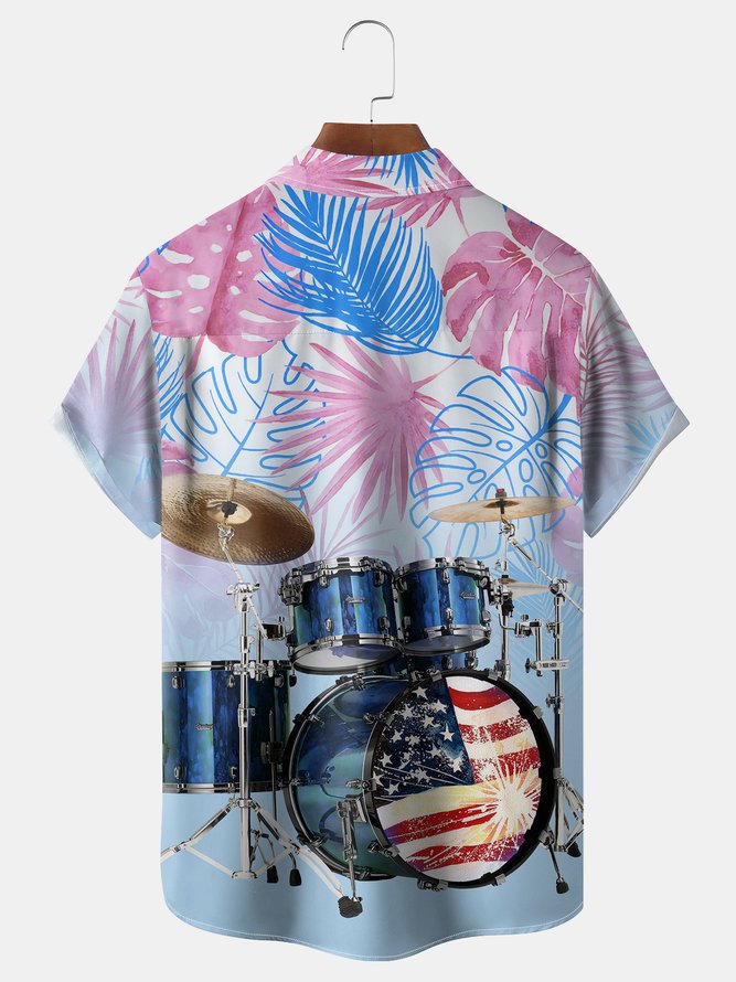 Hawaiian Music Chest Pocket Short Sleeve Shirt