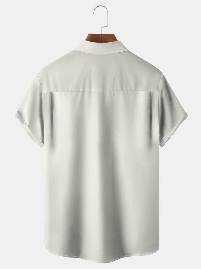 Geometric Stripe Chest Pocket Short Sleeve Shirt