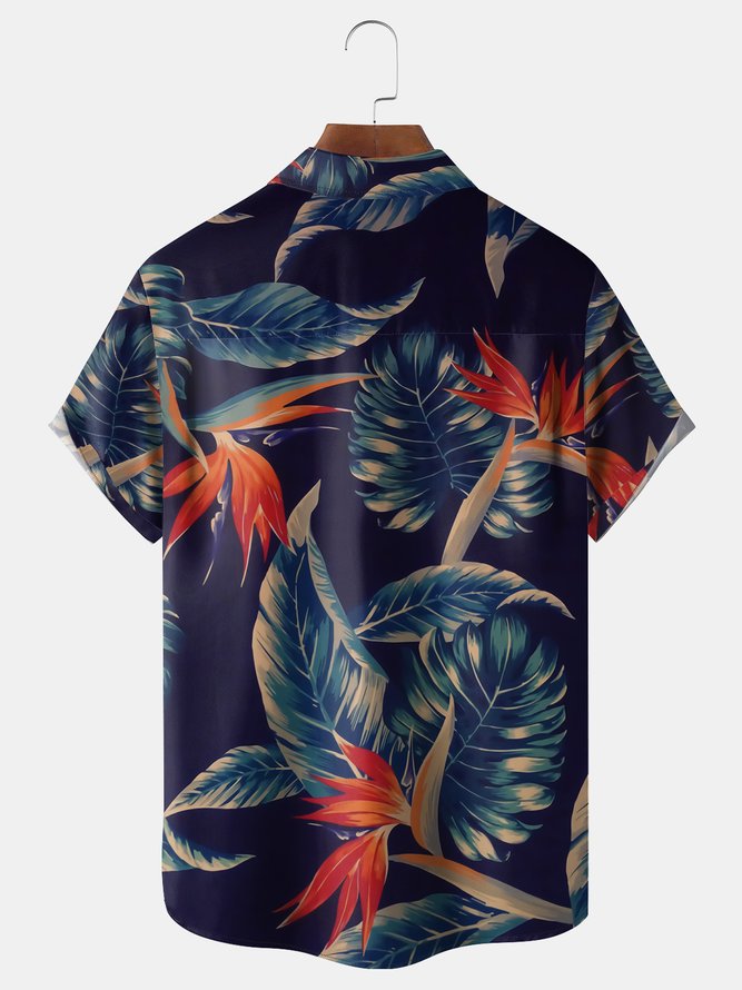 Plant Chest Pocket Short Sleeve Hawaiian Shirt