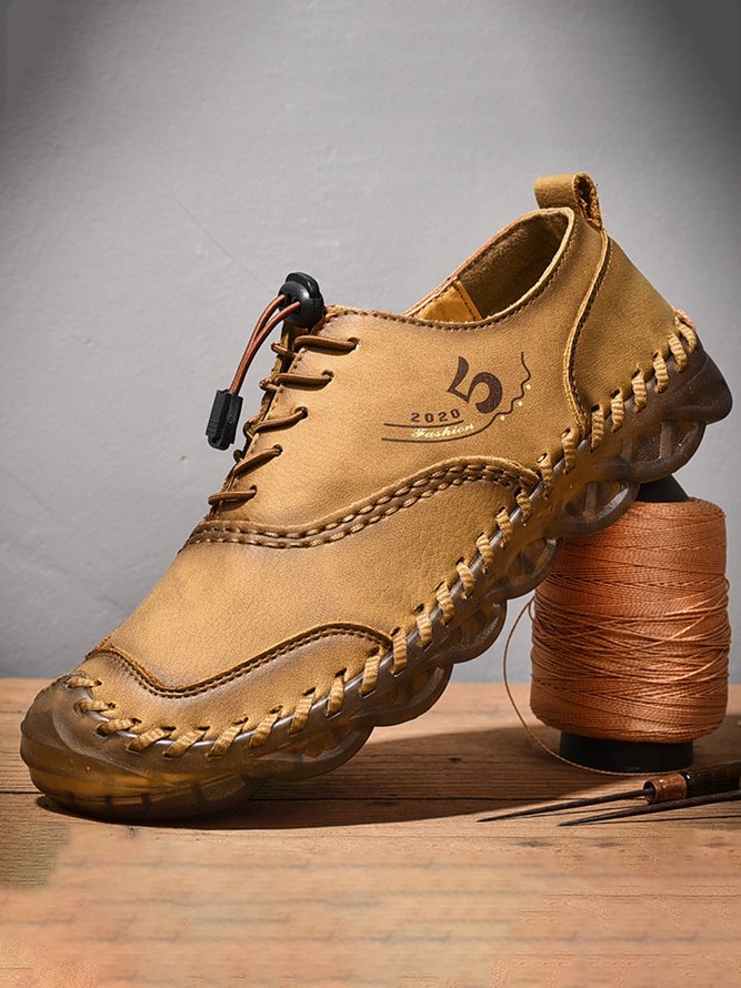 Vintage Handmade Sewn Stitching Lace Up Moccasin Shoes hawalili