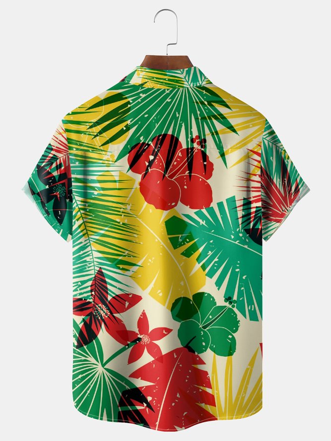 Plants Chest Pocket Short Sleeve Hawaiian Shirt