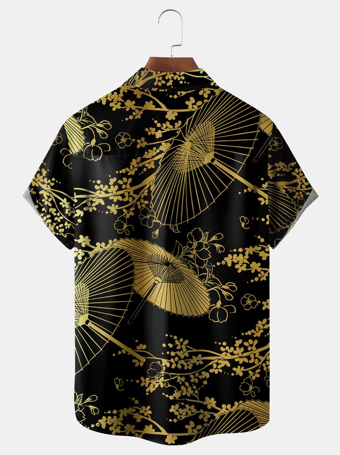 Japanese Umbrella Chest Pocket Short Sleeve Hawaiian Shirt