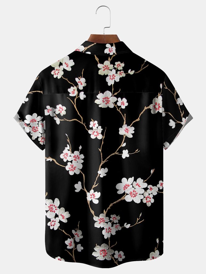 Floral Chest Pocket Short Sleeve Shirt