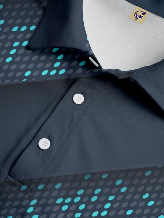 Gradient Geometric Gradient Button Short Sleeve Polo Shirt