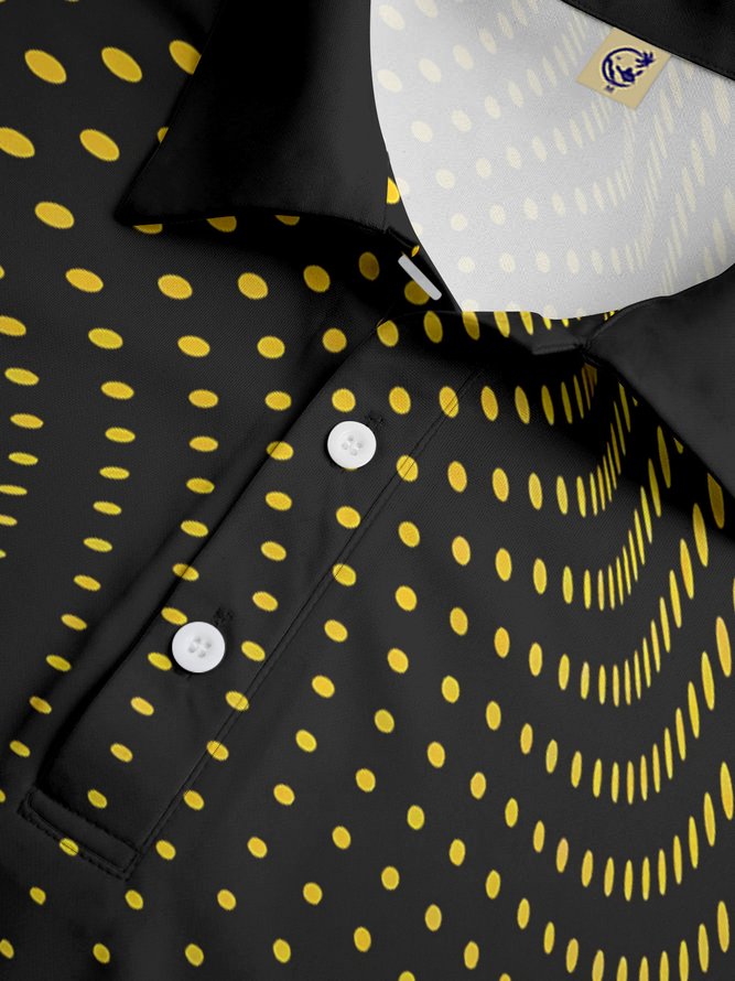 Gradient Abstract Polka Dot Button Short Sleeve Polo Shirt