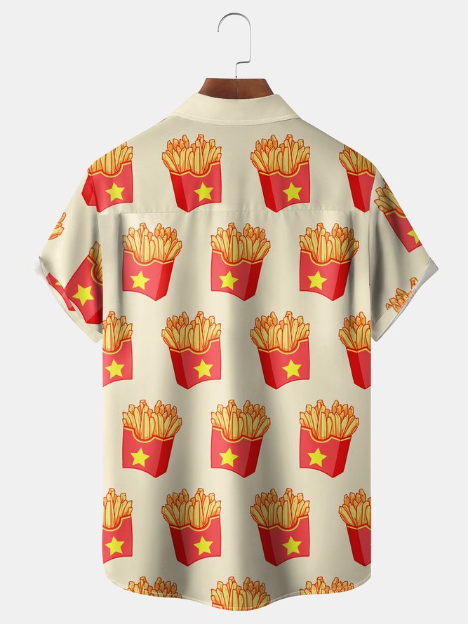 Fries Chest Pocket Short Sleeve Funky Shirt