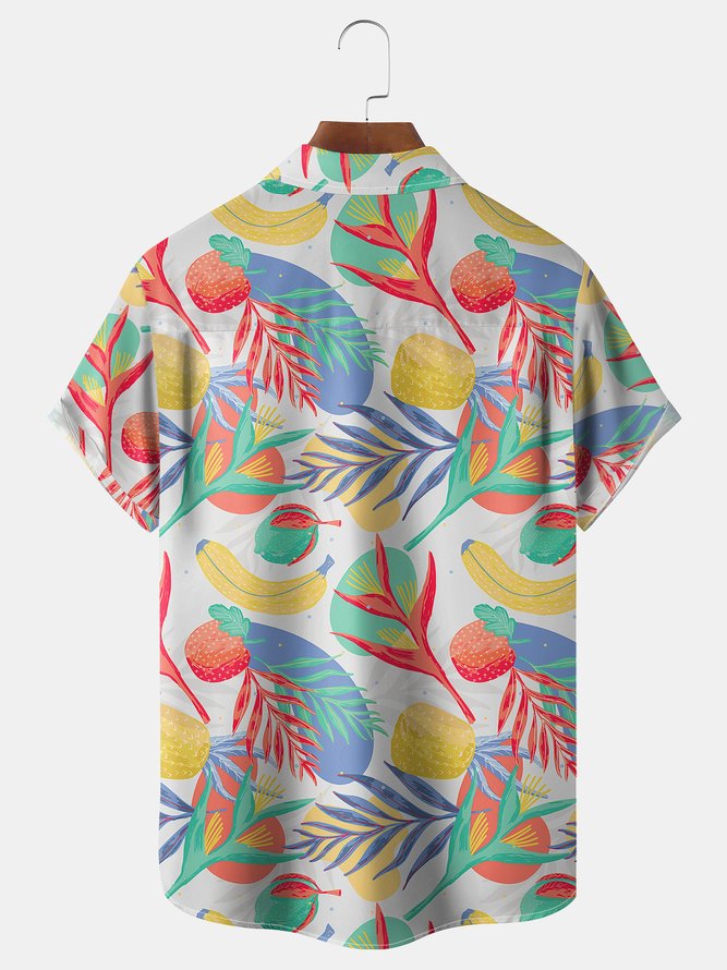 Fruit Plant Chest Pocket Short Sleeve Hawaiian Shirt