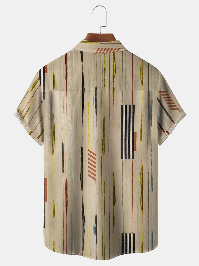 Stripe Chest Pocket Short Sleeve Casual Shirt
