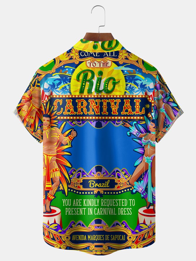 Brazil Carnival Chest Pocket Short Sleeve Shirt