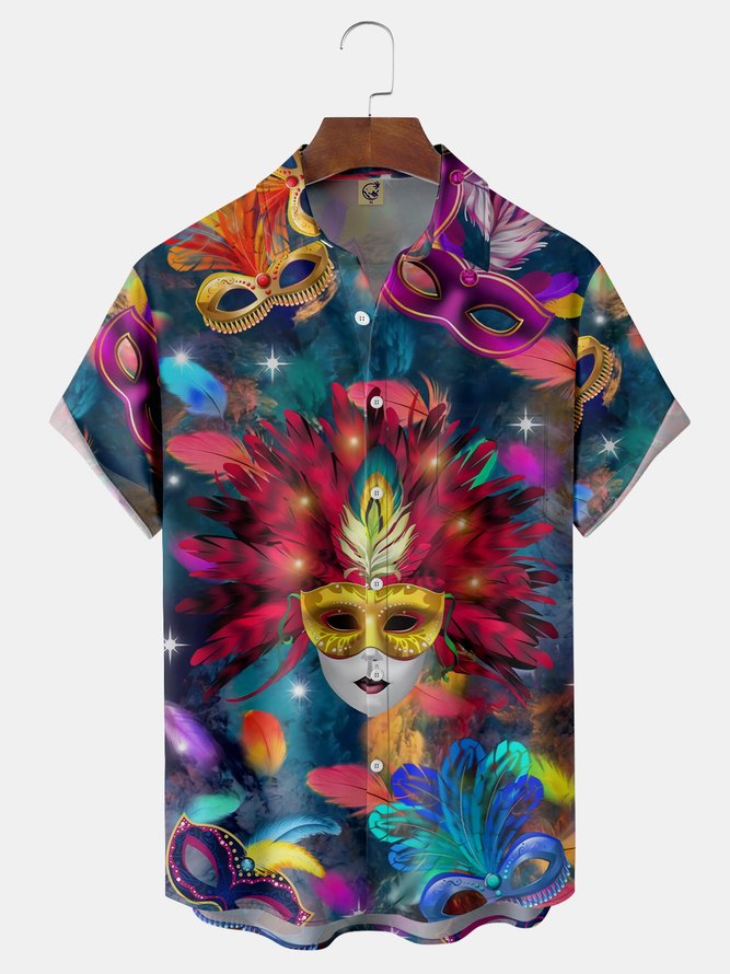 Brazilian Carnival Chest Pocket Short Sleeve Shirt