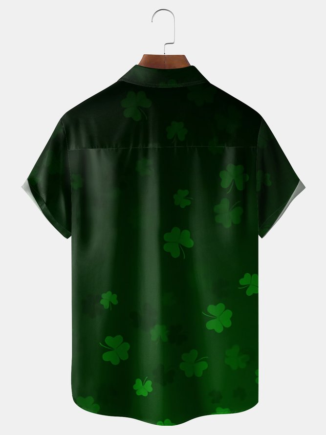 St. Patrick's Day Elf Chest Pocket Short Sleeve Casual Shirt