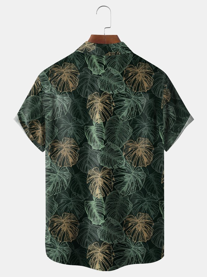 Monstera Chest Pocket Short Sleeve Hawaiian Shirt