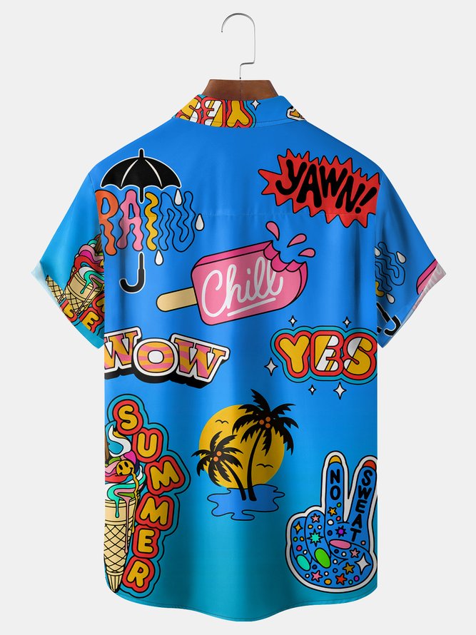 Funky Summer Chest Pocket Short Sleeve Hawaiian Shirt