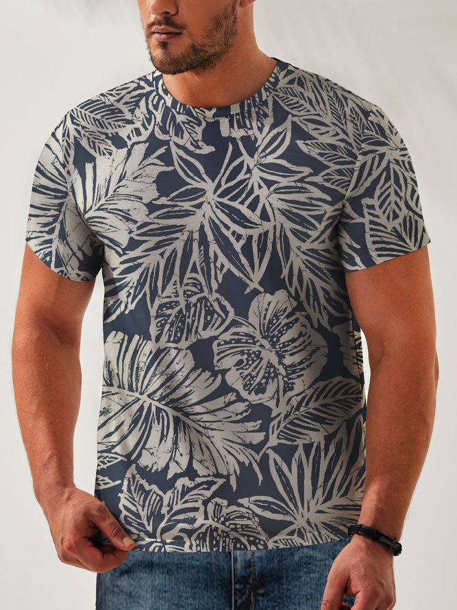 Leaves Neck Casual T-Shirt
