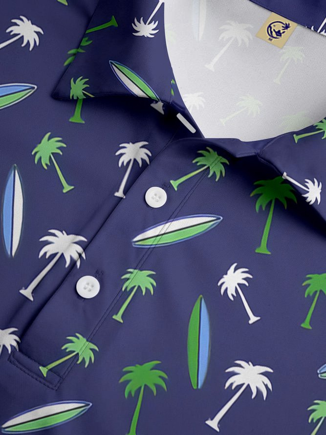 Coconut Surfboard Button Short Sleeve Golf Polo Shirt