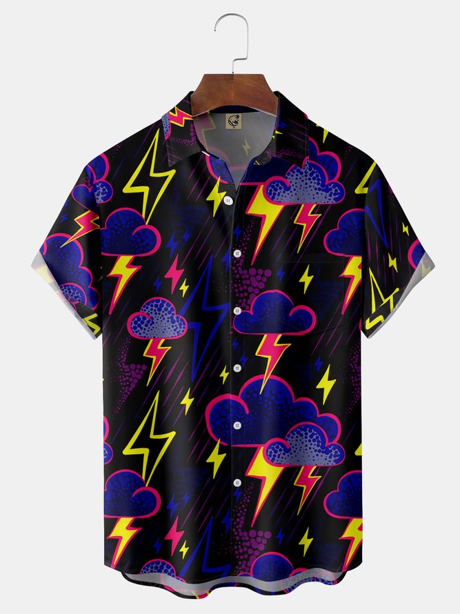 Lightning Chest Pocket Short Sleeve Hawaiian Shirt | hawalili