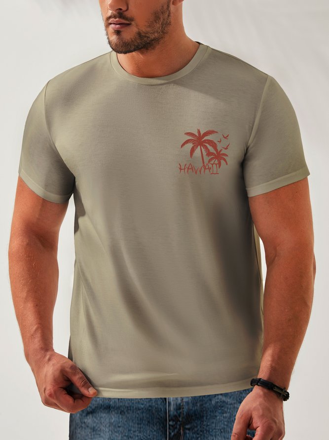 Cotton Coconut Tree Crew Neck Relaxed T-Shirt
