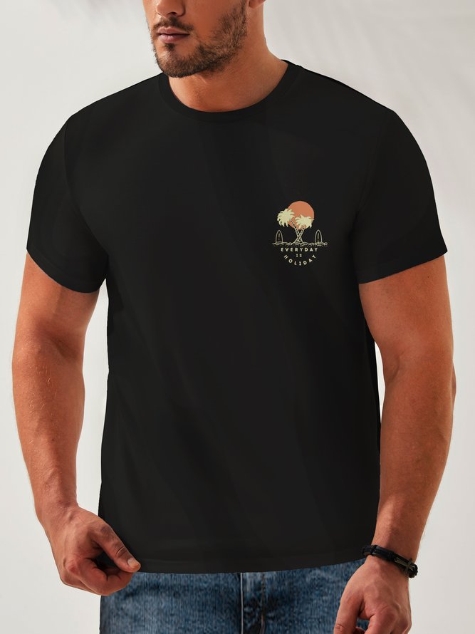 Hawaiian Cotton Crew Neck Casual T-shirt