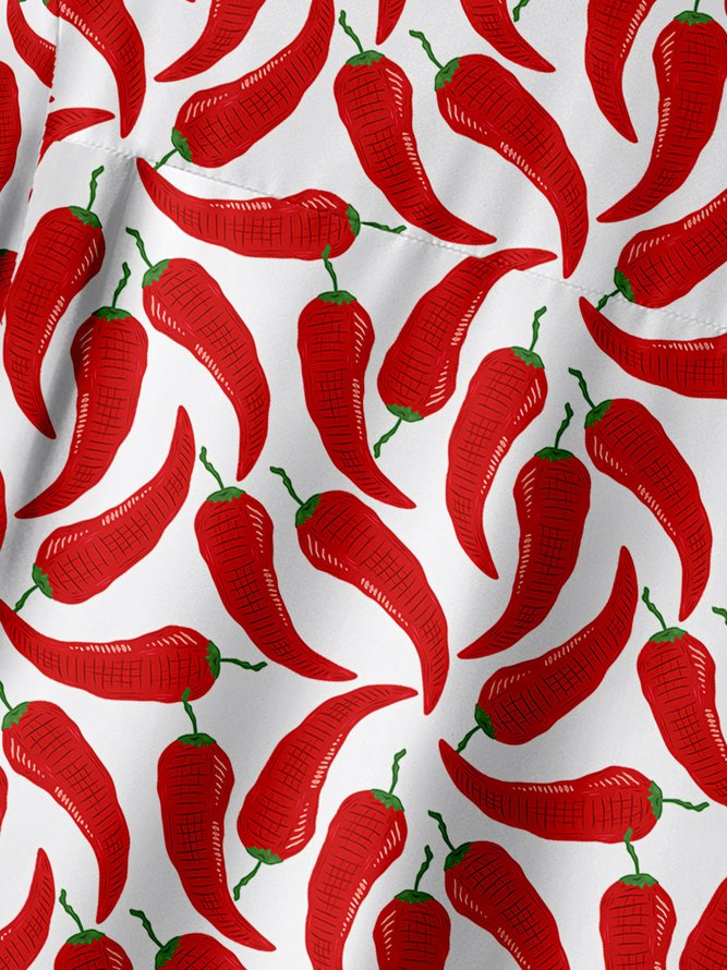 Cinco De Mayo Chili Pepper Chest Pocket Short Sleeve Shirt