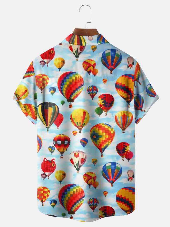 Balloon Chest Pocket Short Sleeve Hawaiian Shirt