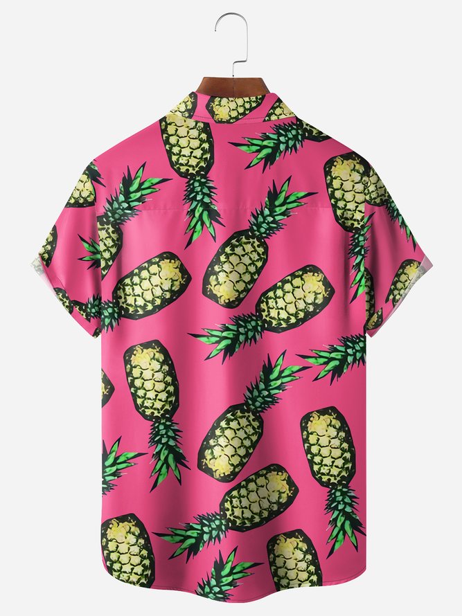 Pineapples Chest Pocket Short Sleeve Hawaiian Shirt