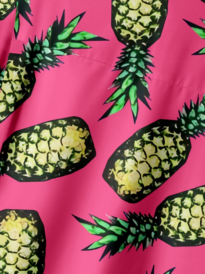 Pineapples Chest Pocket Short Sleeve Hawaiian Shirt