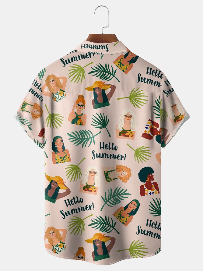 Summer Girls Chest Pocket Short Sleeve Hawaiian Shirt