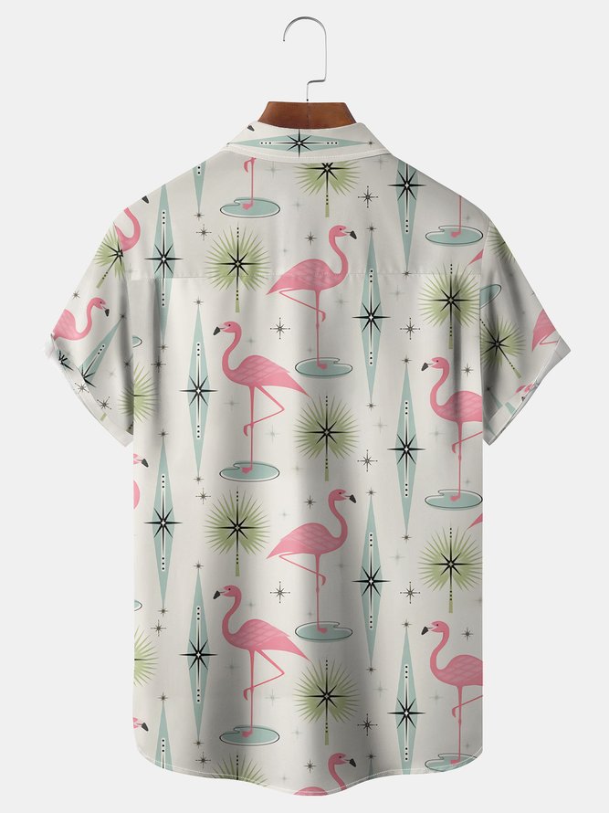 Flamingo Chest Pocket Short Sleeve Shirt