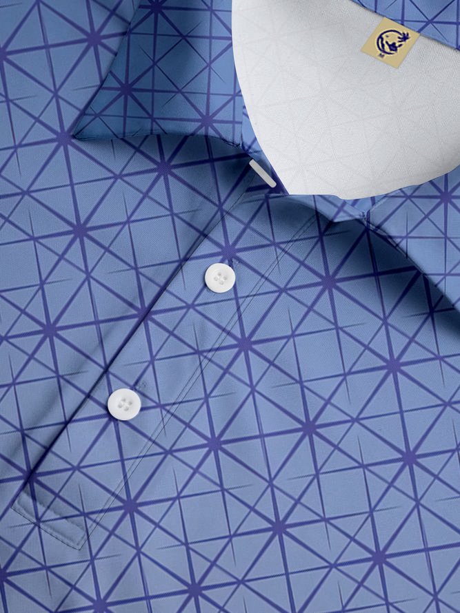 Ombre Geometric Button Short Sleeve Polo