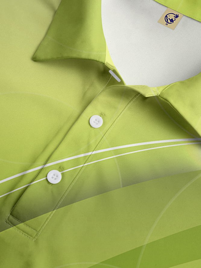 Gradient Abstract Line Button Short Sleeve Golf Polo Shirt