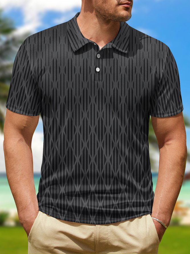 Geometry Button Short Sleeve Polo Shirt