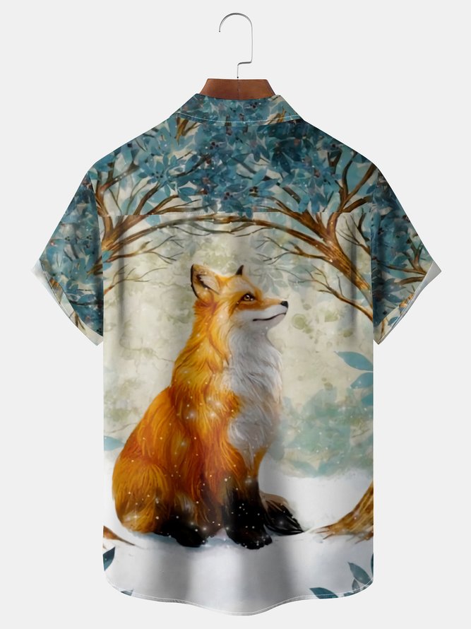 Fox Chest Pocket Short Sleeve Casual Shirt