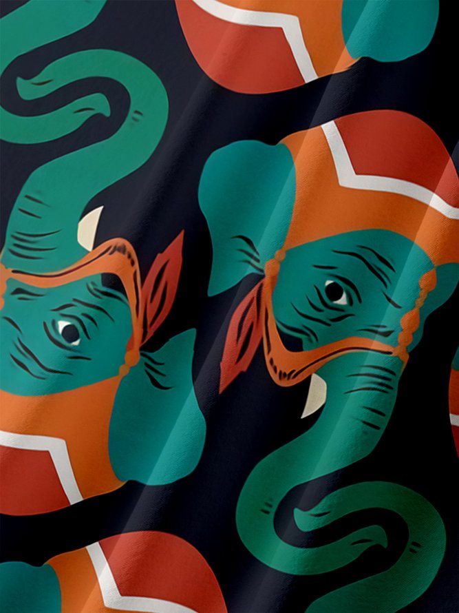Elephant Chest Pocket Short Sleeve Resort Shirt