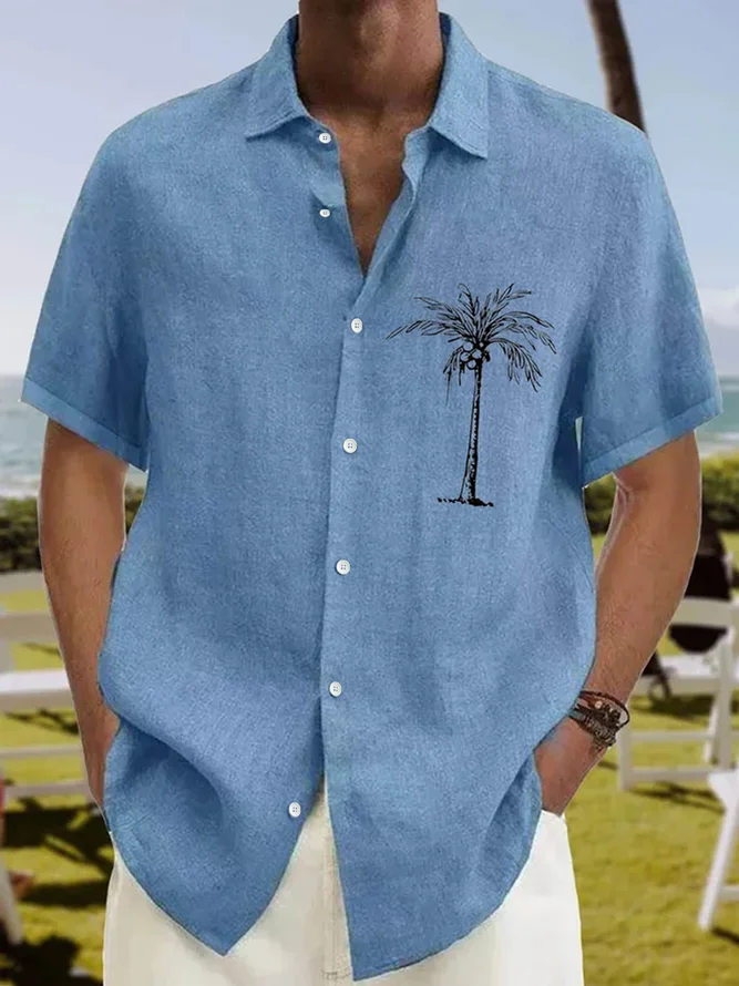 Big Size Coconut Tree Short Sleeve Resort Shirt