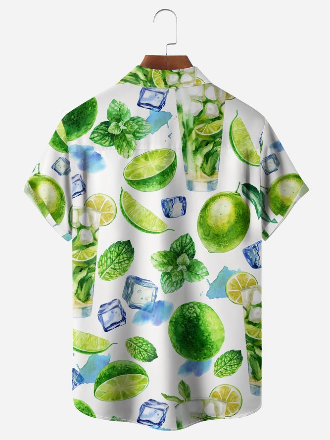 Fruit Ice Chest Pocket Short Sleeve Hawaiian Shirt