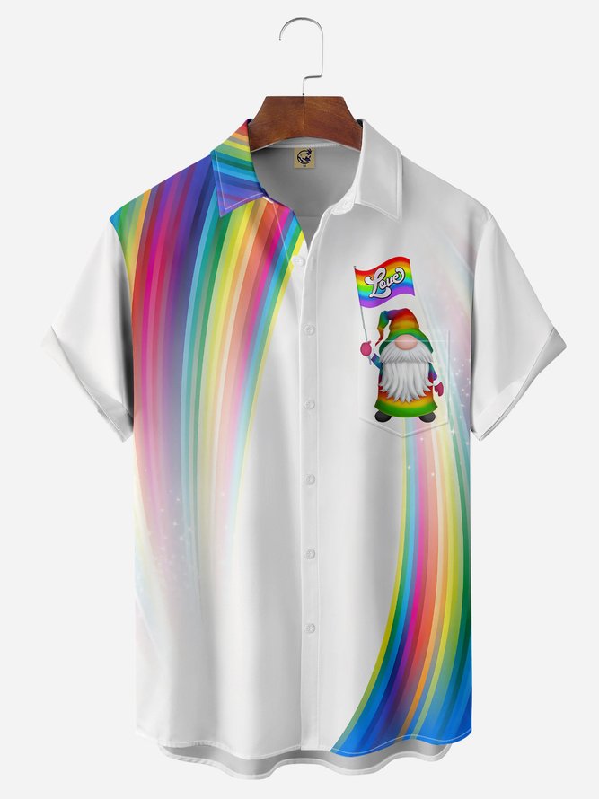 LGBT Gnomes Chest Pocket Short Sleeve Shirt