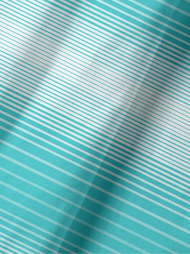 Striped Button Short Sleeve Golf Polo Shirt