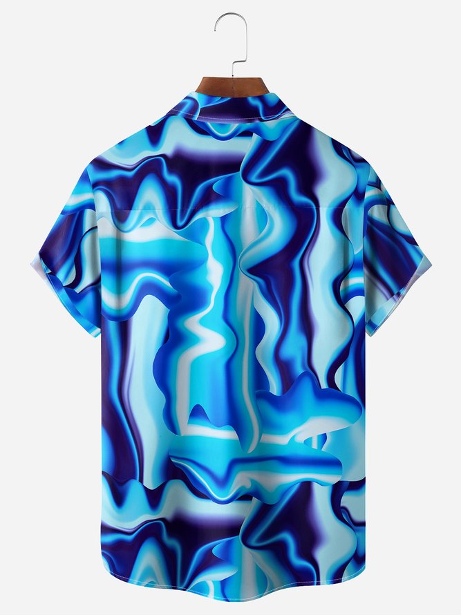 Abstract Oil Painting Chest Pocket Short Sleeve Casual Shirt