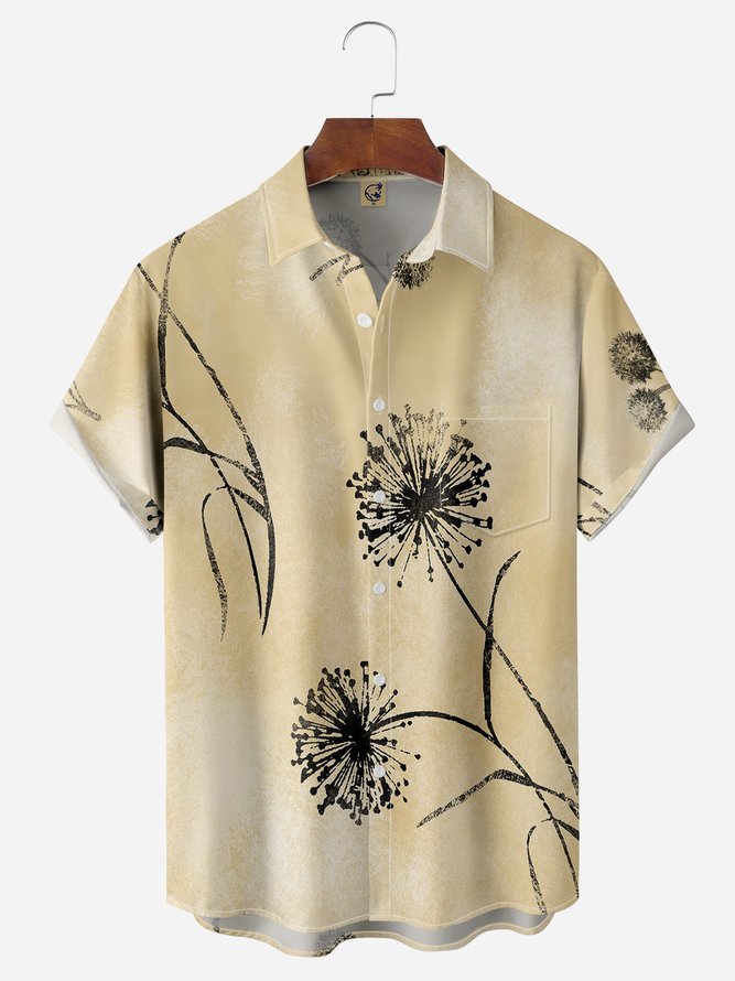 Dandelion Chest Pocket Short Sleeve Hawaiian Shirt