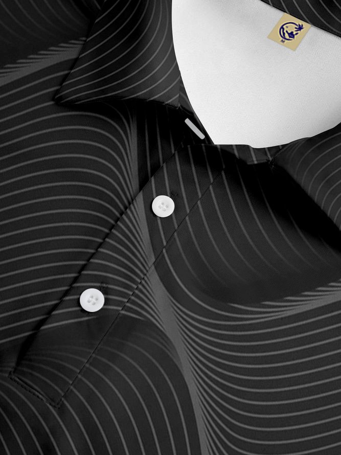 3D Abstract Geometric Button Short Sleeve Polo Shirt
