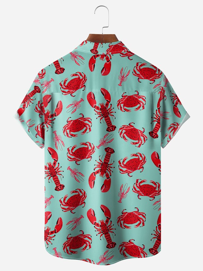 Sea Animals Chest Pocket Short Sleeves Casual Shirts