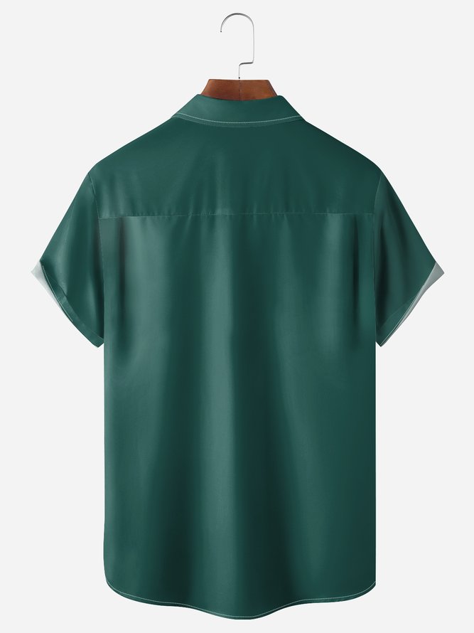 Geometric Ombre Chest Pocket Short Sleeve Bowling Shirt