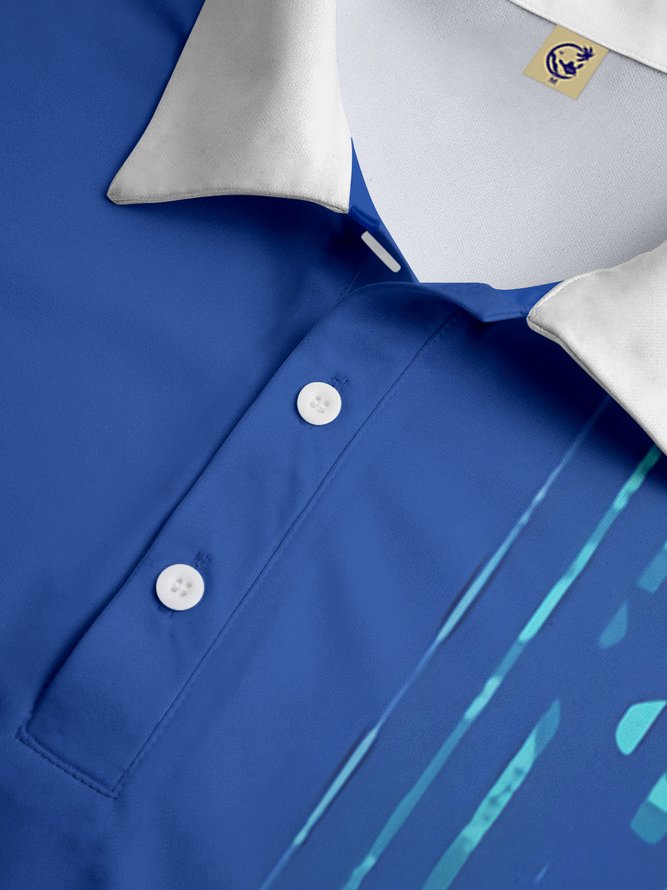 Geometric Camouflage Button Short Sleeve Golf Polo Shirt