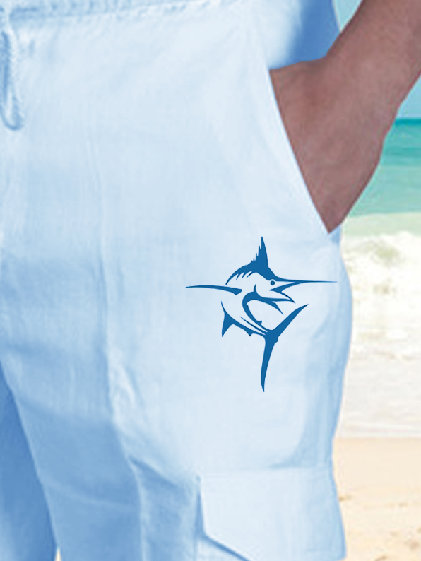 Side view of Plain Summer Vacation No Elasticity Wicking Holiday Cargo pants Shorts Regular Shorts for Men
