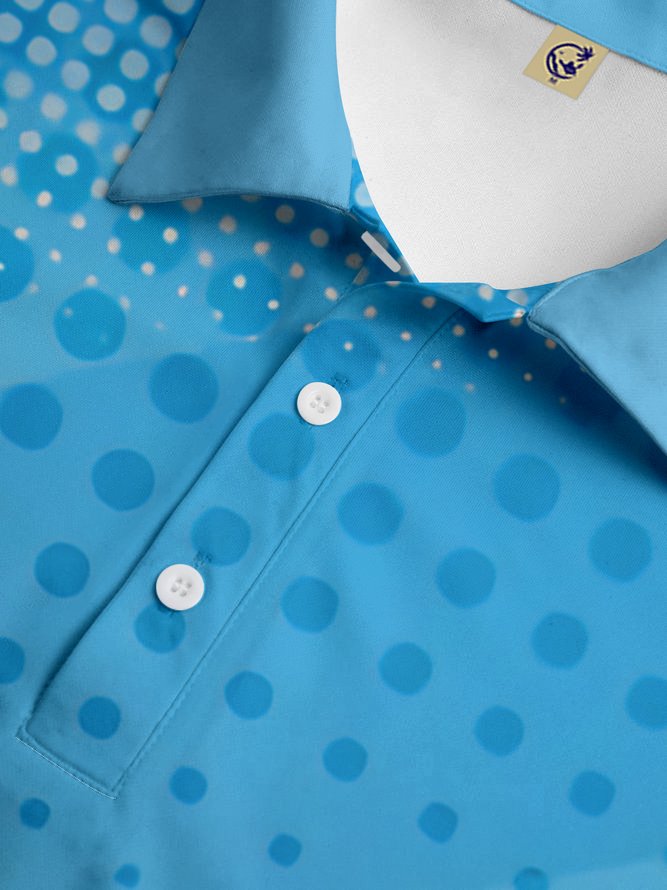 Ombre Polka Dot Button Short Sleeve Polo Shirt