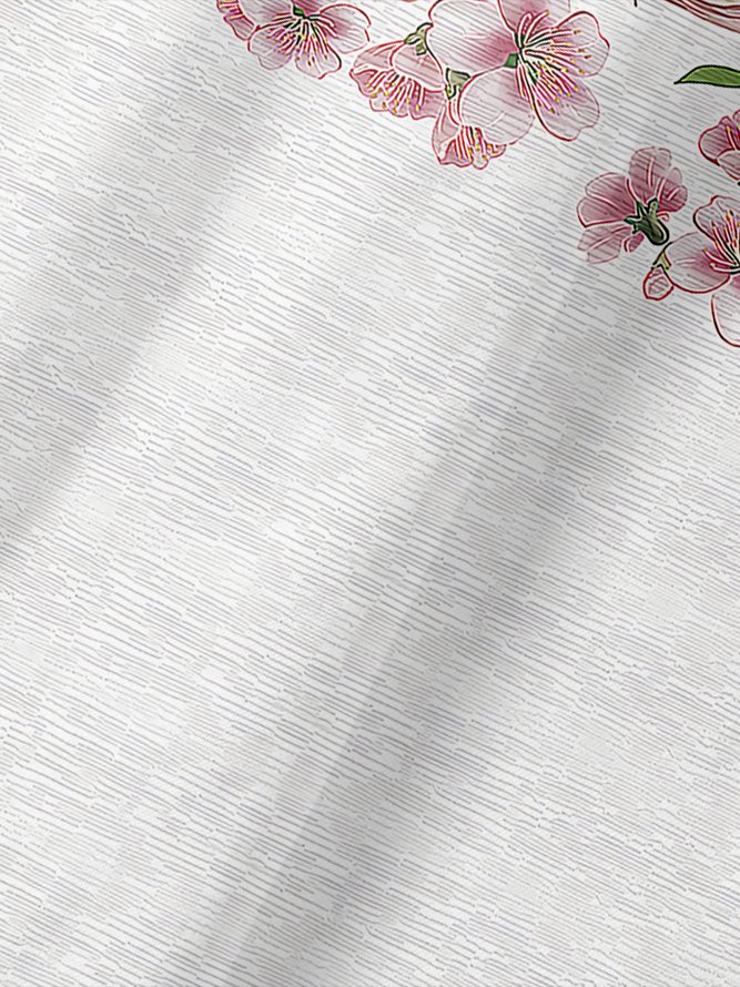 Japanese Sakura Button Short Sleeve Polo Shirt