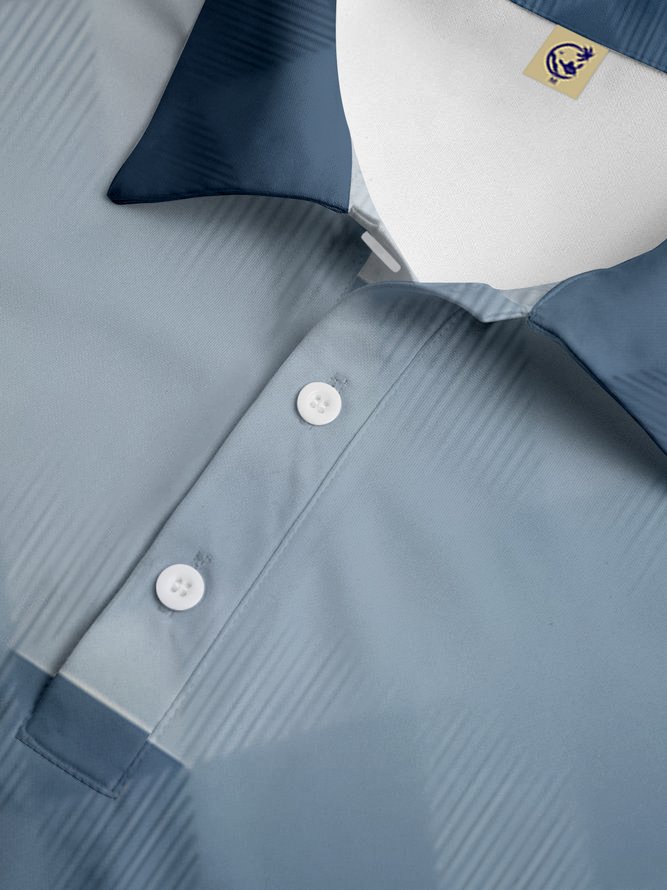 Ombre 3D Geometric Button Short Sleeve Polo Shirt