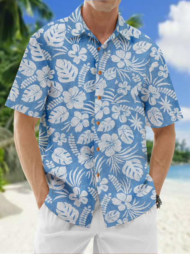 Men Summer Tropical Vacation Polyester No Elasticity Household Loose Short Sleeve Regular Aloha Shirts-image-15877854